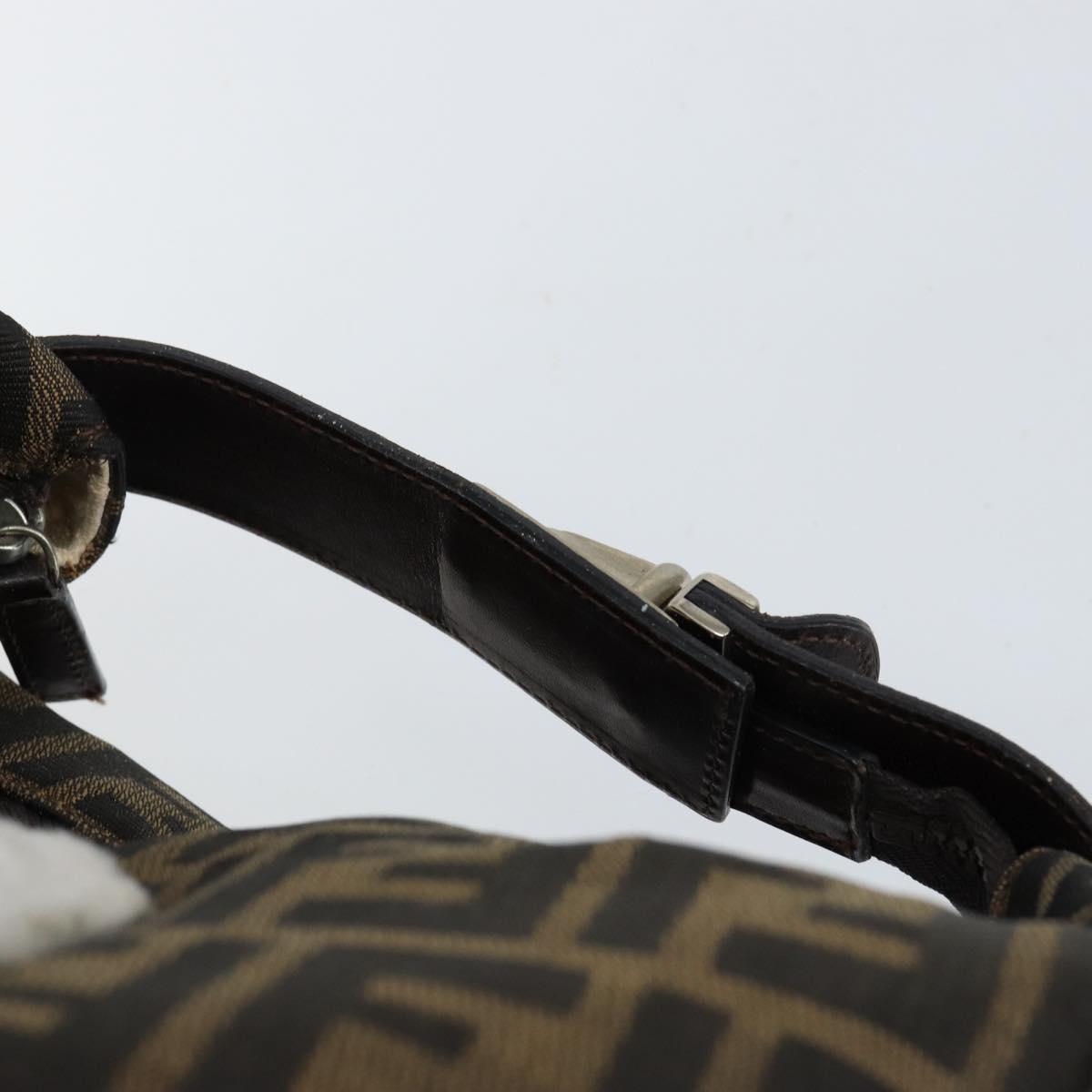 FENDI Zucca Canvas Hand Bag Black Brown Auth 145200