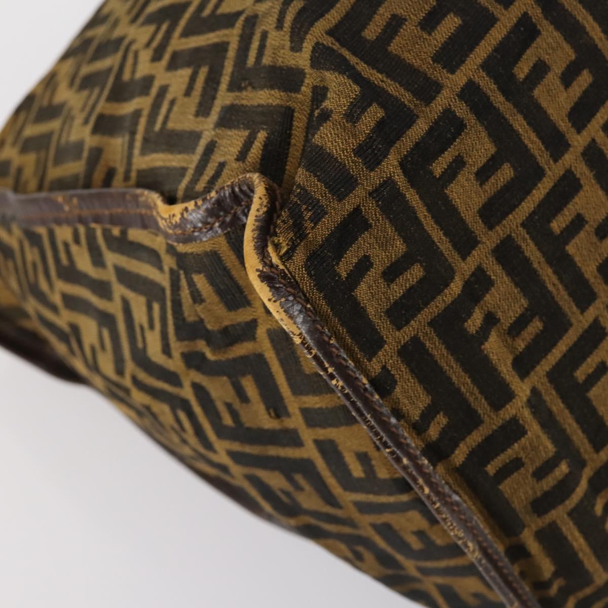 FENDI Zucca Canvas Hand Bag Vintage Black Brown Auth 145201