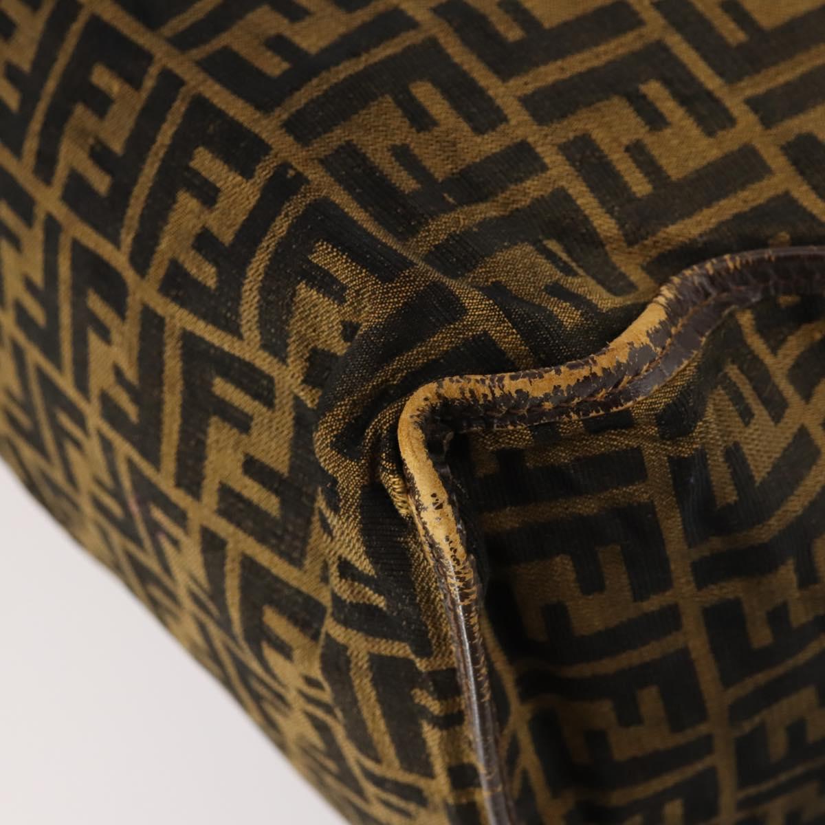 FENDI Zucca Canvas Hand Bag Vintage Black Brown Auth 145201