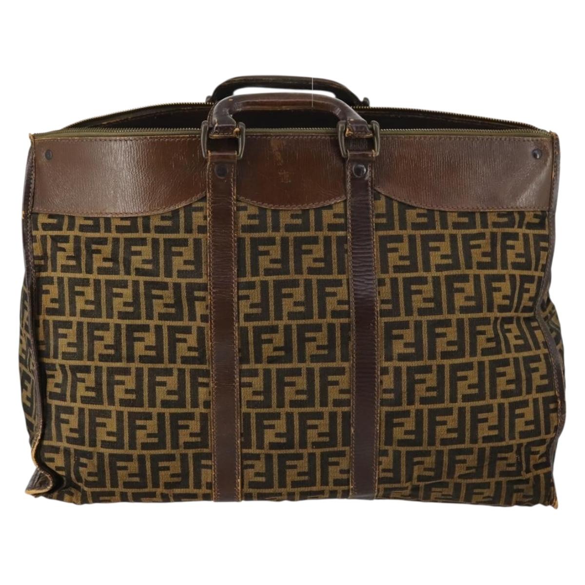 FENDI Zucca Canvas Hand Bag Vintage Black Brown Auth 145201