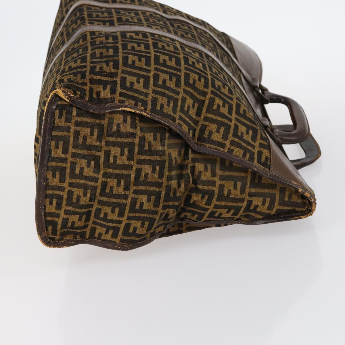 FENDI Zucca Canvas Hand Bag Vintage Black Brown Auth 145201