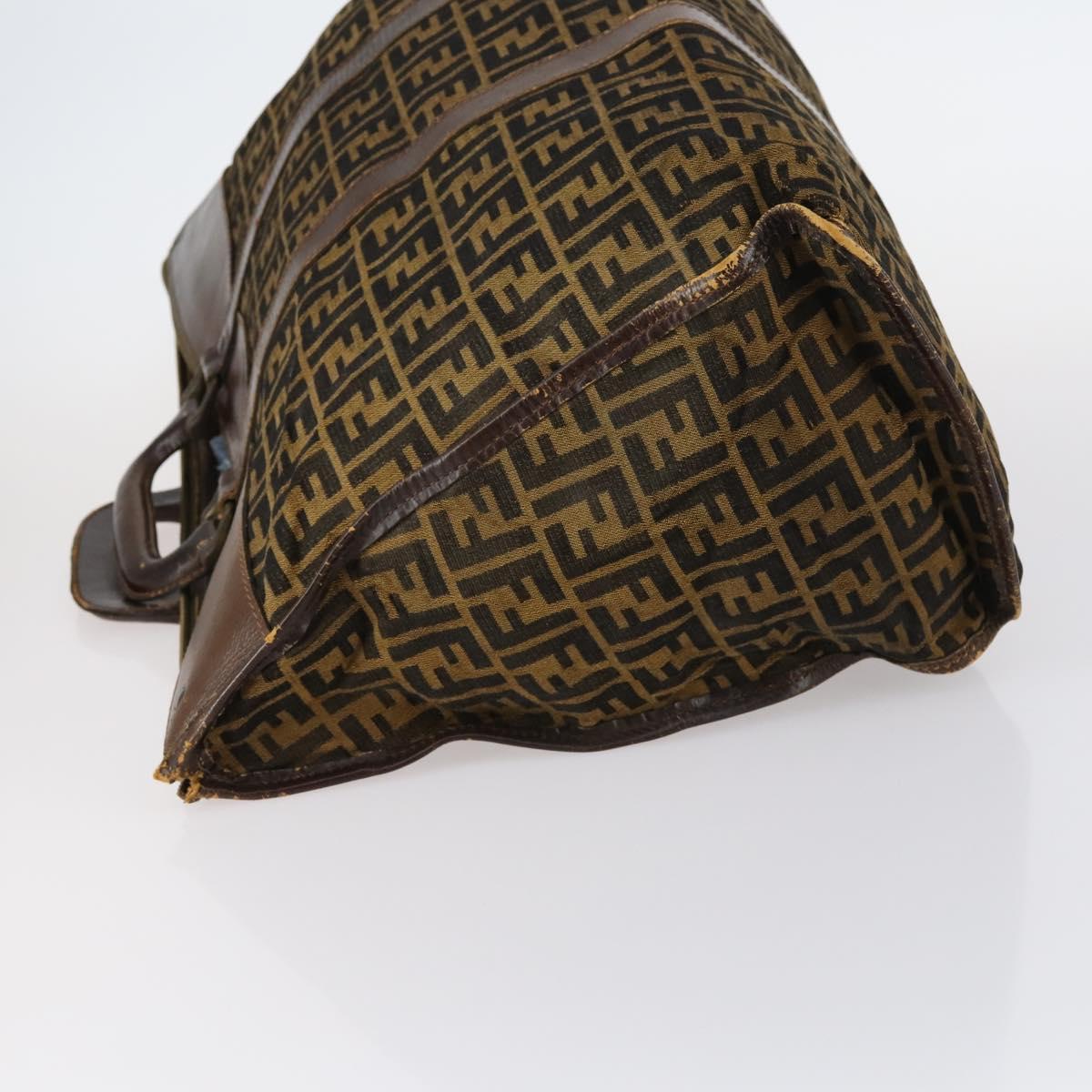 FENDI Zucca Canvas Hand Bag Vintage Black Brown Auth 145201