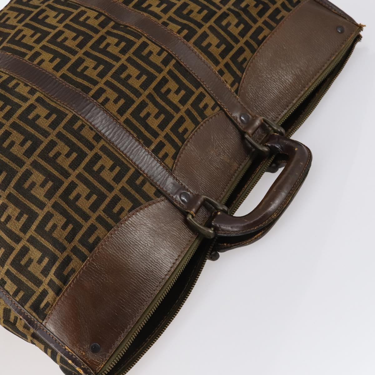FENDI Zucca Canvas Hand Bag Vintage Black Brown Auth 145201