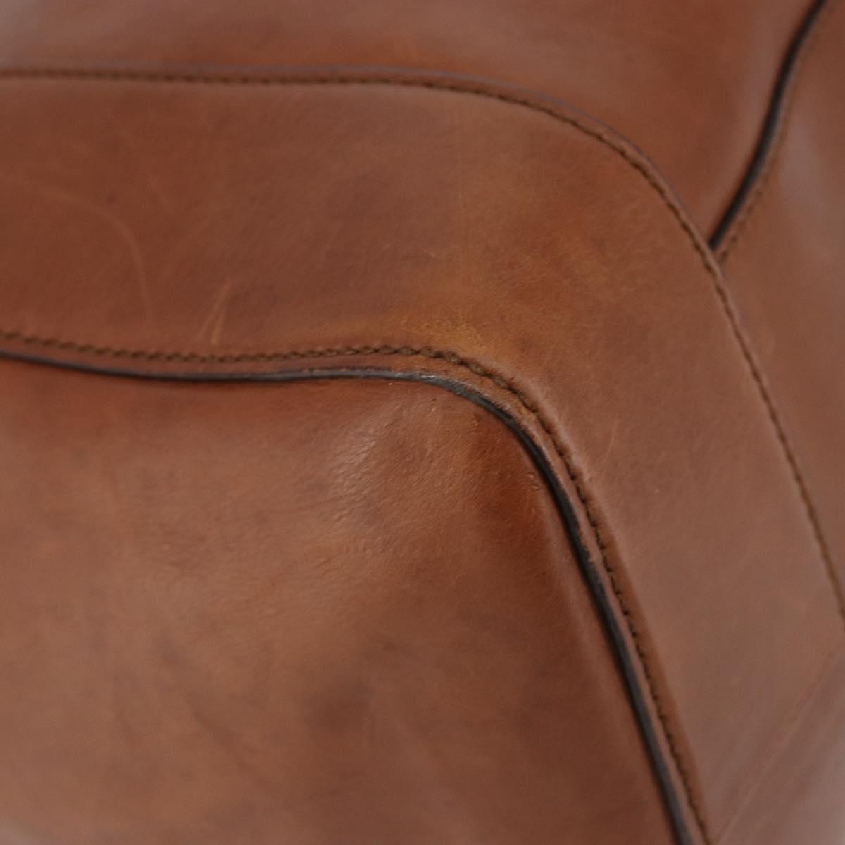GUCCI Tote Bag Leather Gold Brown 296877 Auth 145208