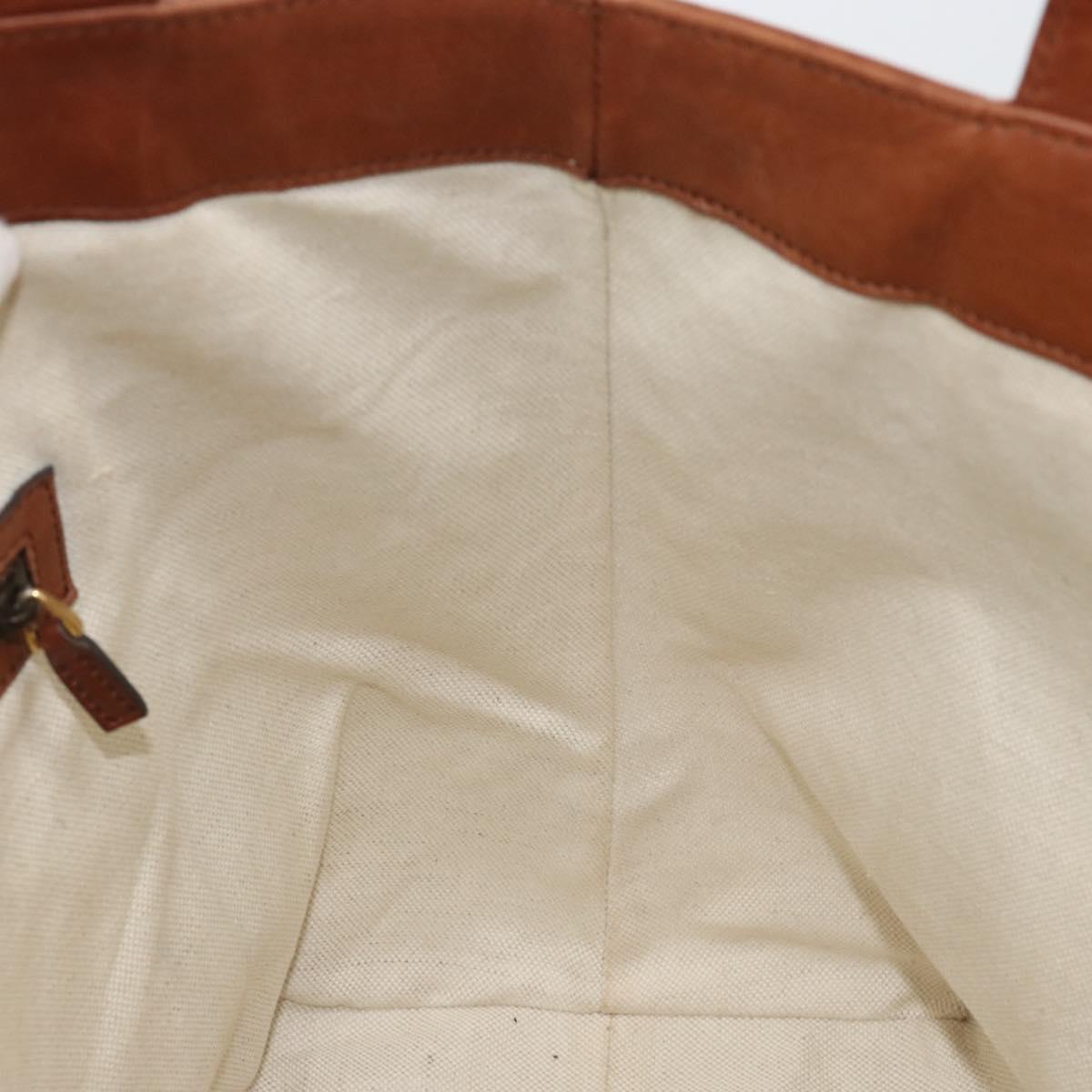 GUCCI Tote Bag Leather Gold Brown 296877 Auth 145208