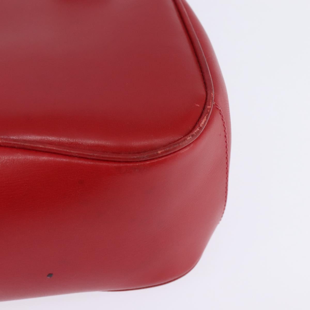 GUCCI Bamboo Shoulder Bag Leather Red Gold Auth 145209