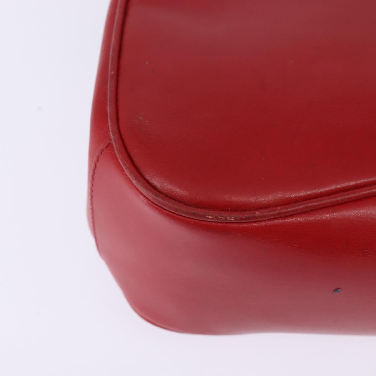 GUCCI Bamboo Shoulder Bag Leather Red Gold Auth 145209