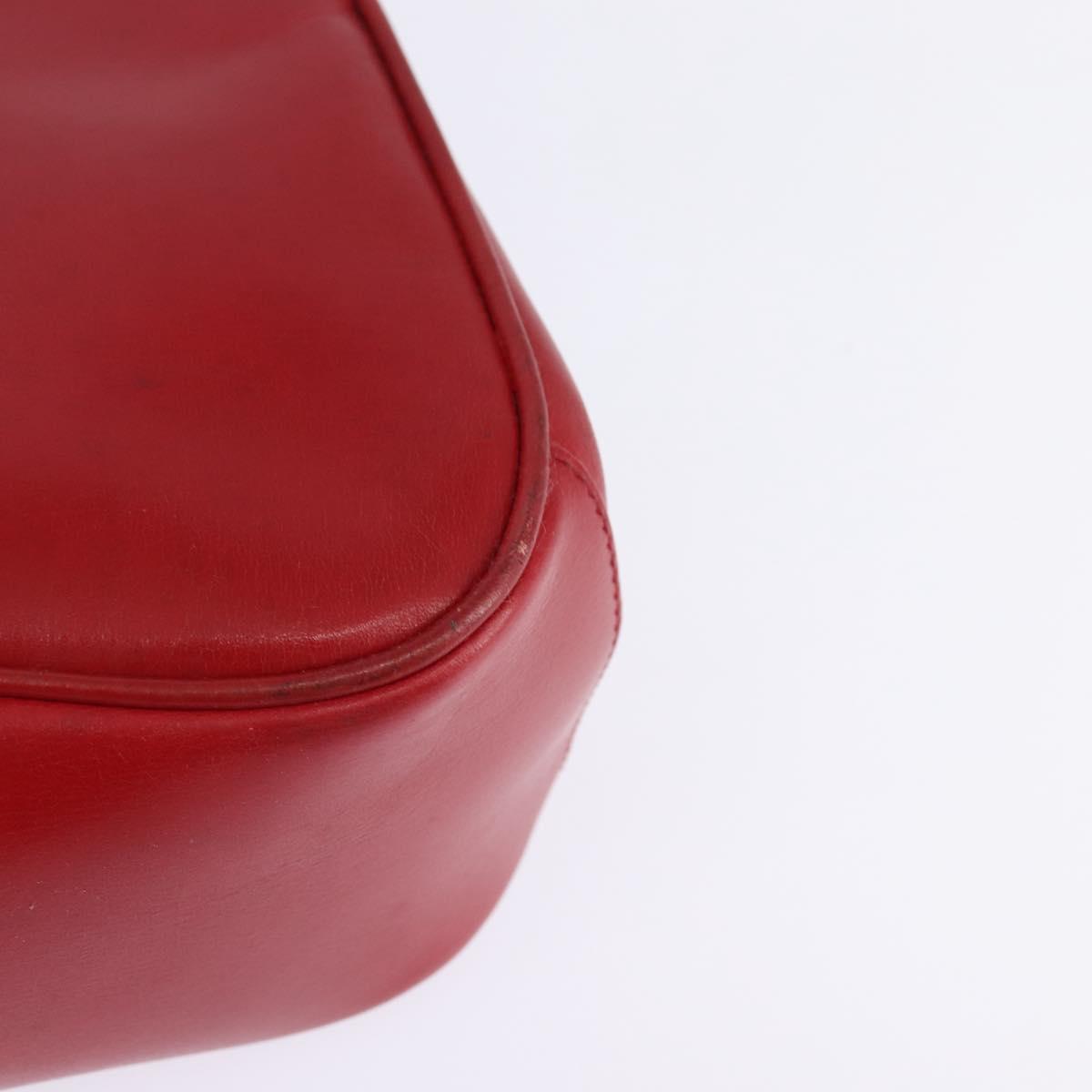 GUCCI Bamboo Shoulder Bag Leather Red Gold Auth 145209