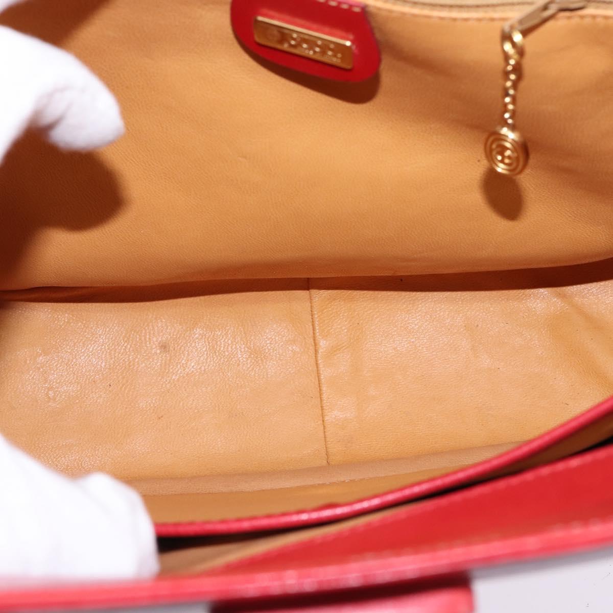 GUCCI Bamboo Shoulder Bag Leather Red Gold Auth 145209