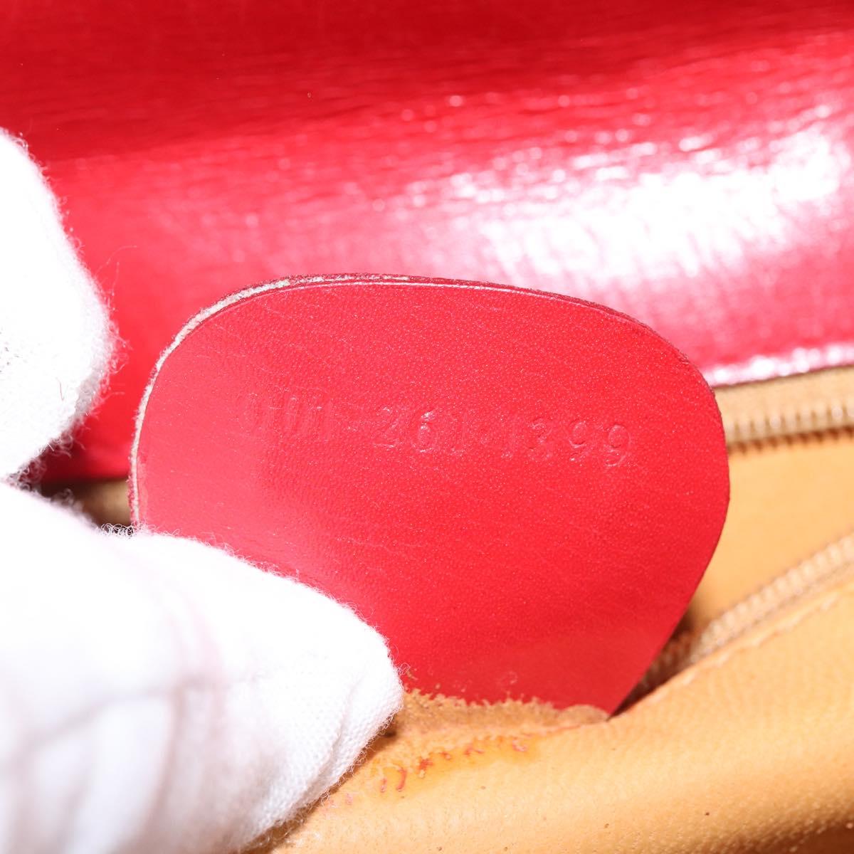 GUCCI Bamboo Shoulder Bag Leather Red Gold Auth 145209