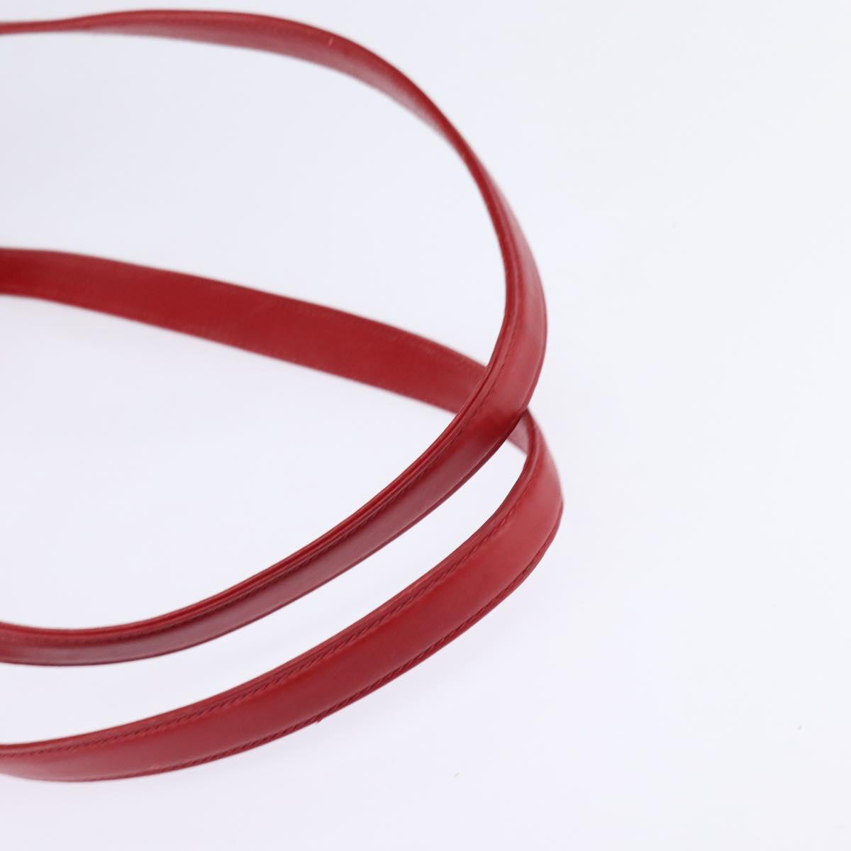 GUCCI Bamboo Shoulder Bag Leather Red Gold Auth 145209