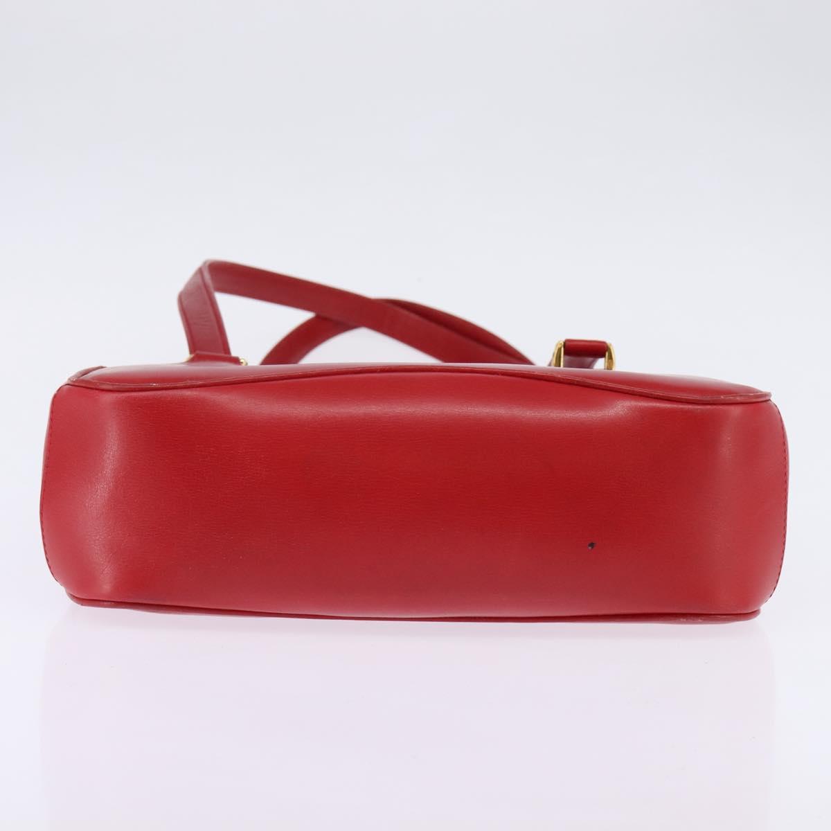 GUCCI Bamboo Shoulder Bag Leather Red Gold Auth 145209