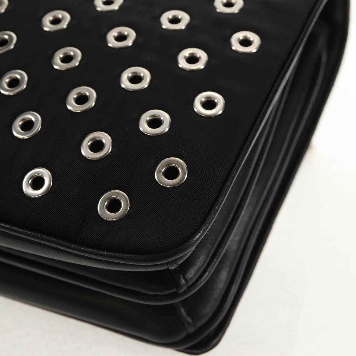 PRADA Chain Shoulder Bag Nylon Black Silver 1BD009 Auth 145246M