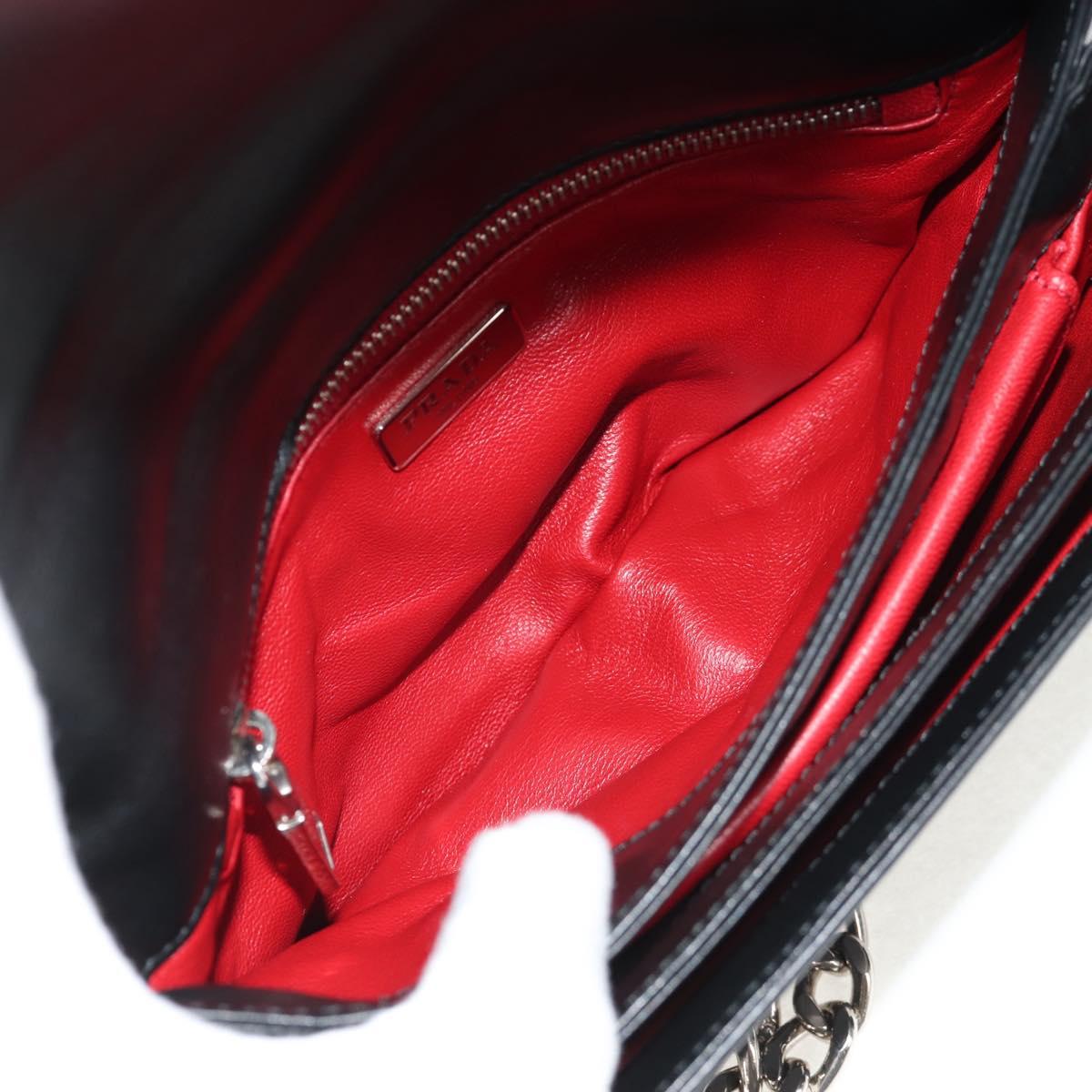 PRADA Chain Shoulder Bag Nylon Black Silver 1BD009 Auth 145246M