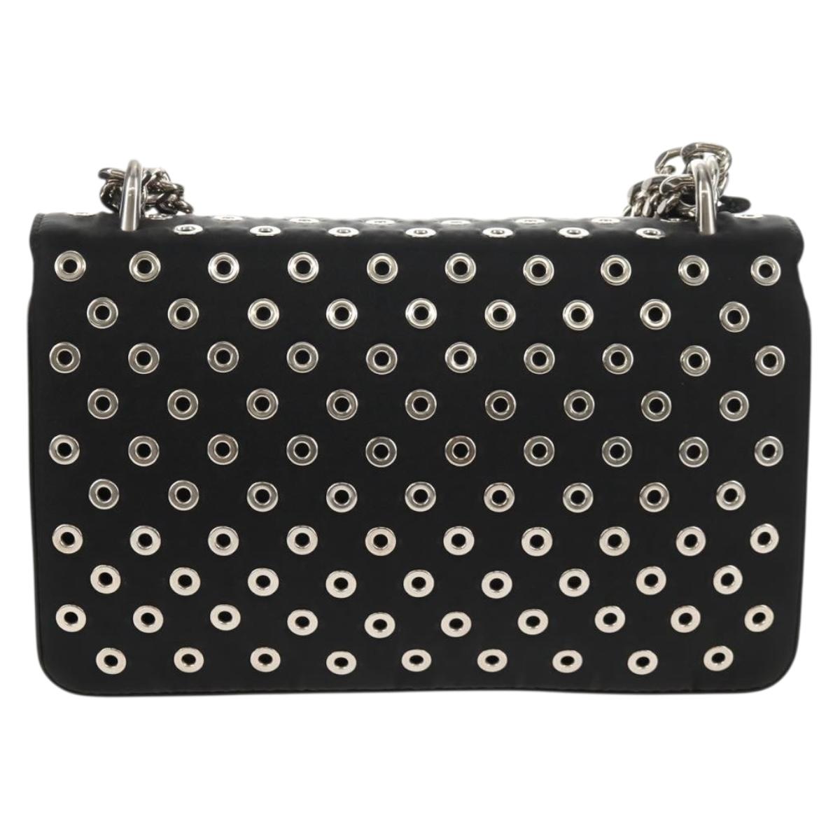 PRADA Chain Shoulder Bag Nylon Black Silver 1BD009 Auth 145246M