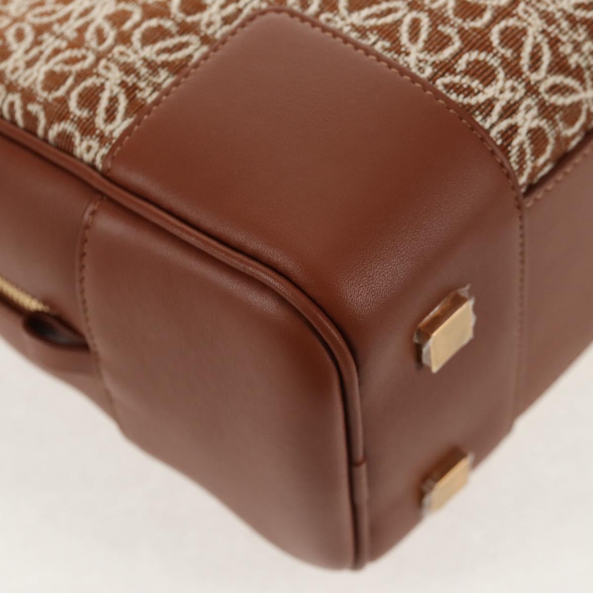 LOEWE Amazona 28 Repeat Anagram Bag Canvas Leather 2way Gold Brown Auth 145249M