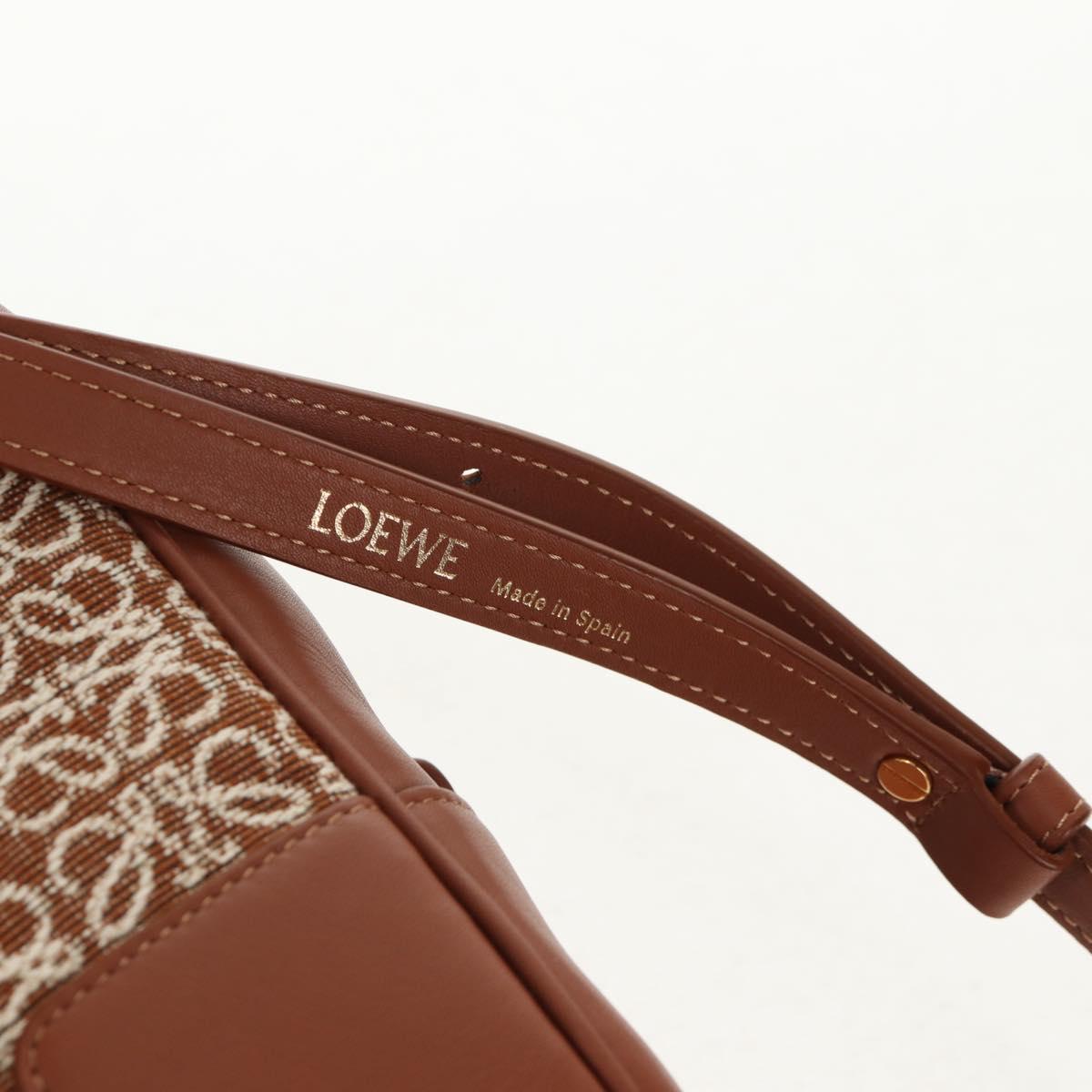 LOEWE Amazona 28 Repeat Anagram Bag Canvas Leather 2way Gold Brown Auth 145249M