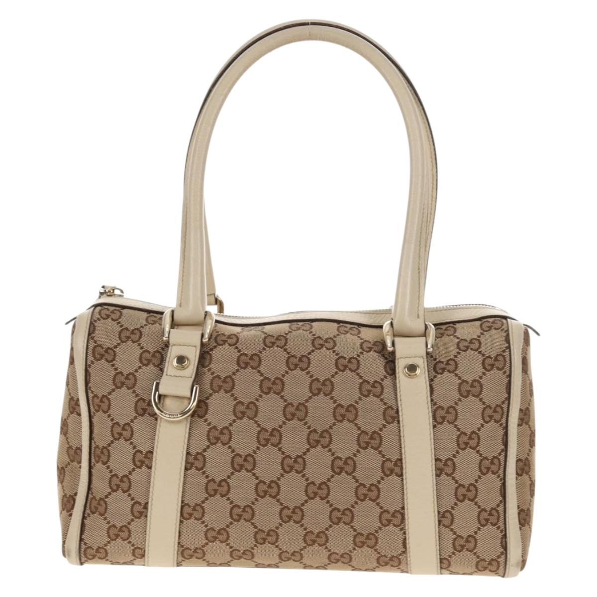 GUCCI Abbey GG Canvas Boston Bag Beige Gold 130942 Auth 145250V