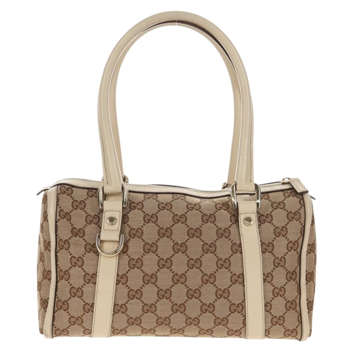 GUCCI Abbey GG Canvas Boston Bag Beige Gold 130942 Auth 145250V
