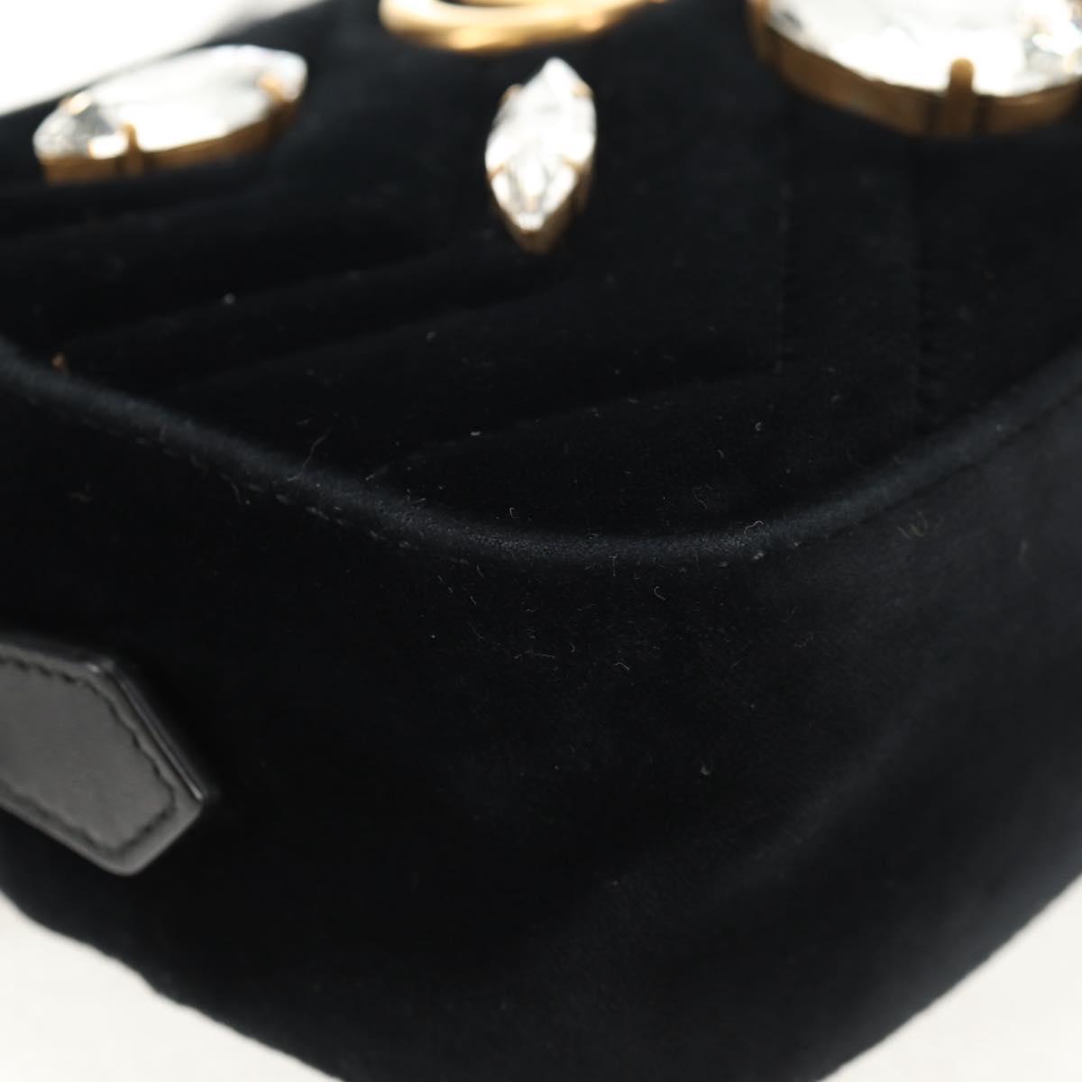 GUCCI GG Marmont Chain Shoulder Bag Velor Black Gold 448065 Auth 145252M