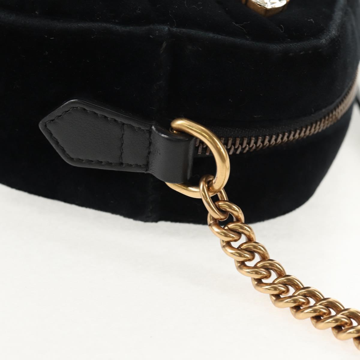 GUCCI GG Marmont Chain Shoulder Bag Velor Black Gold 448065 Auth 145252M
