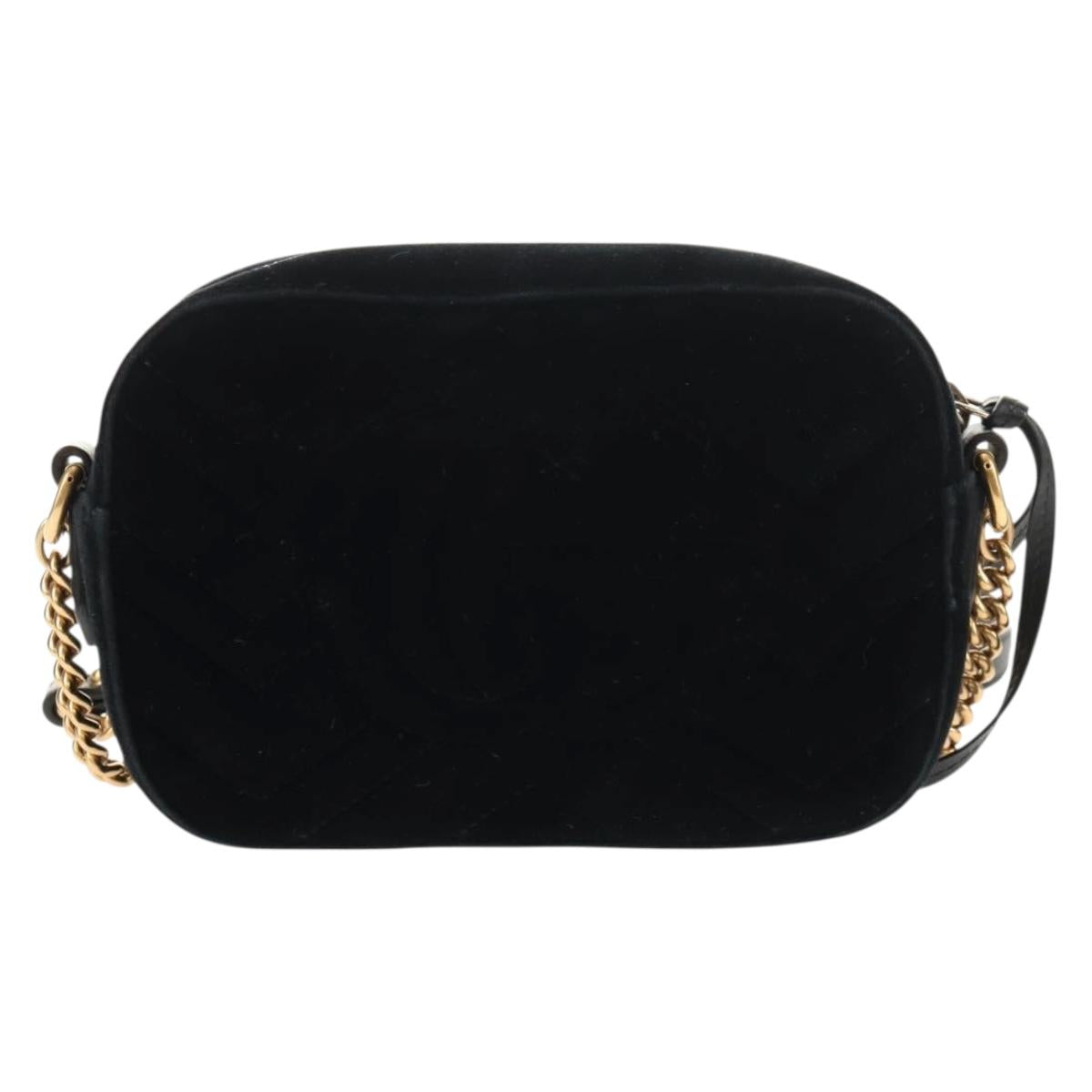 GUCCI GG Marmont Chain Shoulder Bag Velor Black Gold 448065 Auth 145252M