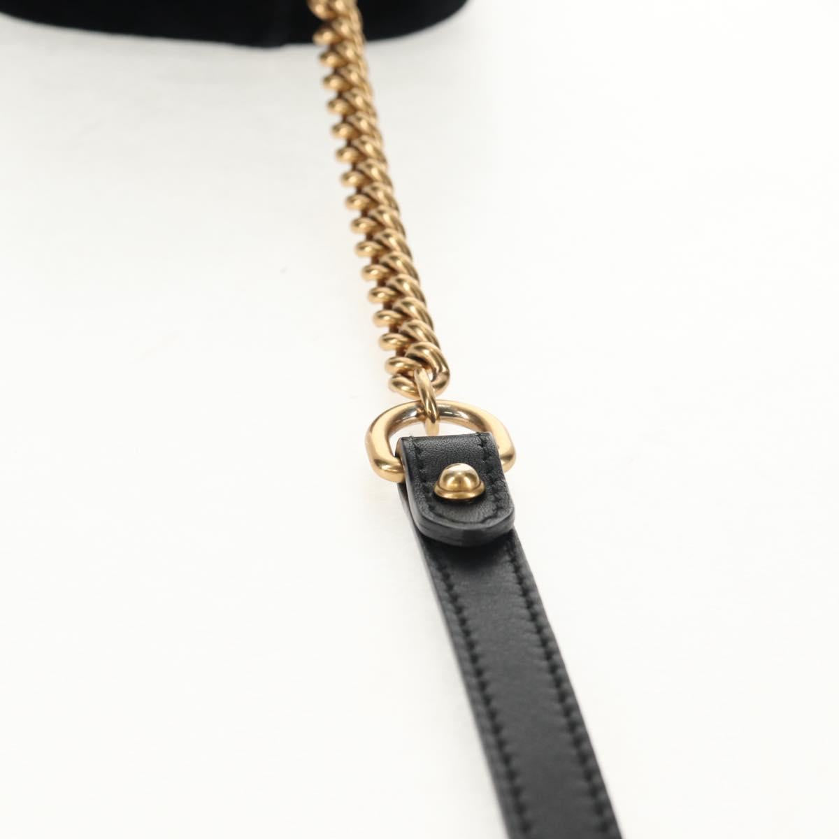 GUCCI GG Marmont Chain Shoulder Bag Velor Black Gold 448065 Auth 145252M
