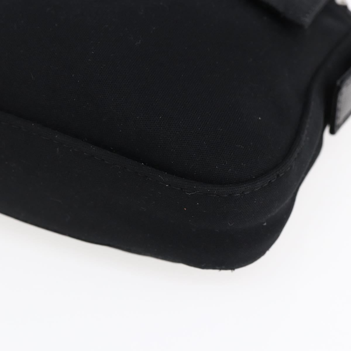 FENDI Mamma Baguette Shoulder Bag Nylon Black Silver Auth 145255