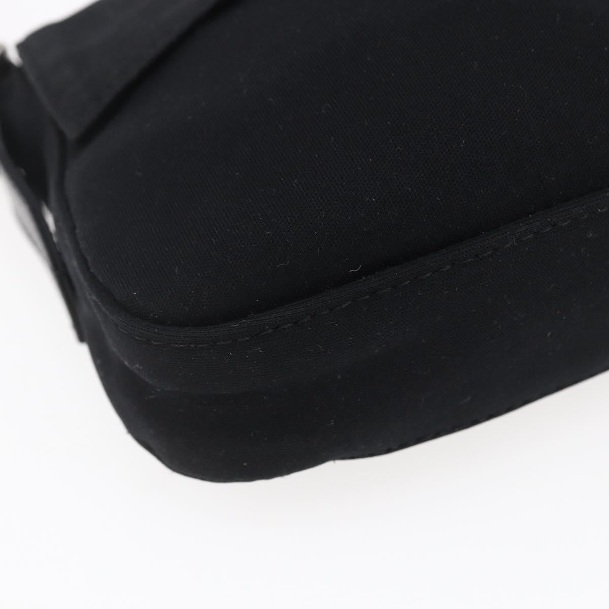 FENDI Mamma Baguette Shoulder Bag Nylon Black Silver Auth 145255