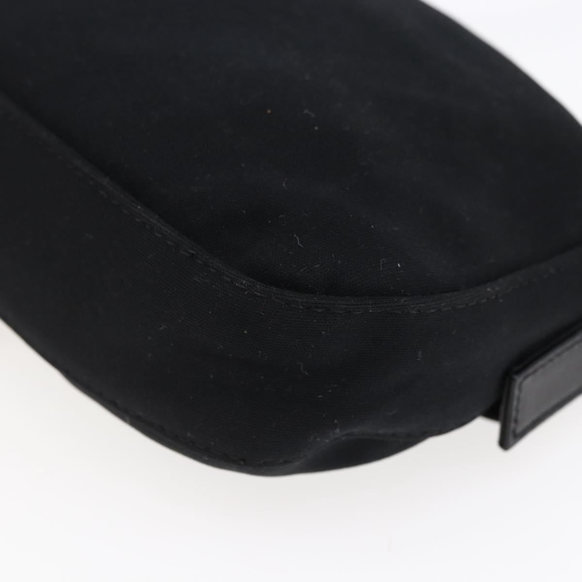 FENDI Mamma Baguette Shoulder Bag Nylon Black Silver Auth 145255