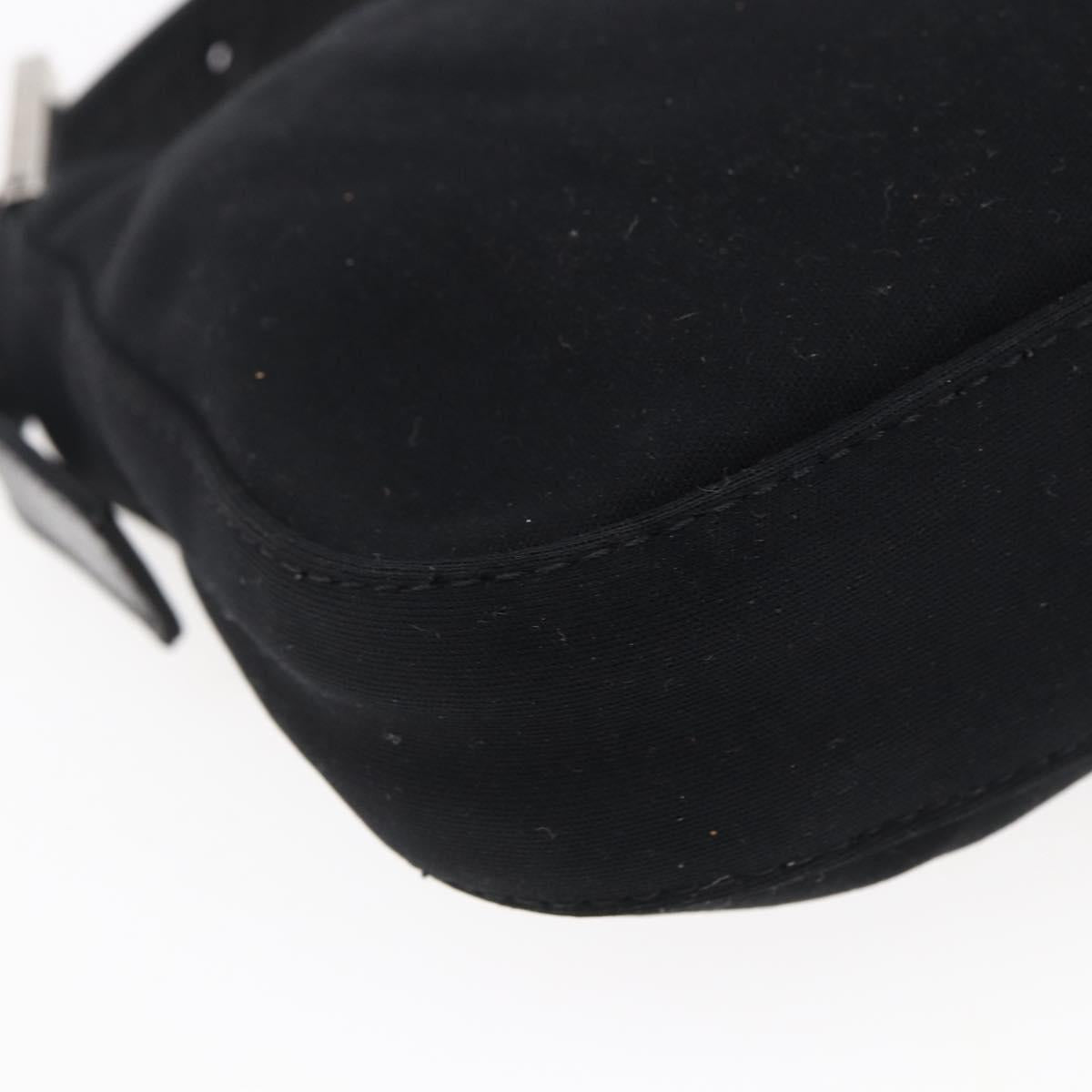 FENDI Mamma Baguette Shoulder Bag Nylon Black Silver Auth 145255