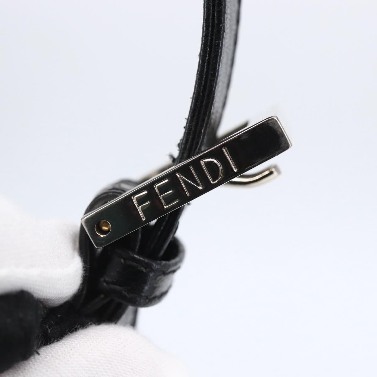 FENDI Mamma Baguette Shoulder Bag Nylon Black Silver Auth 145255