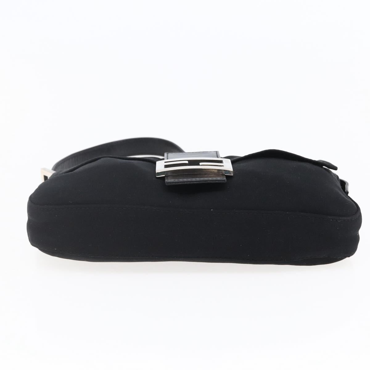 FENDI Mamma Baguette Shoulder Bag Nylon Black Silver Auth 145255