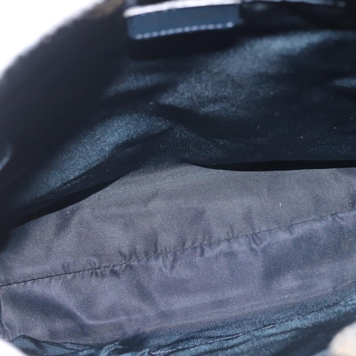 Christian Dior Trotter Canvas Clutch Bag Navy Gold Auth 145259