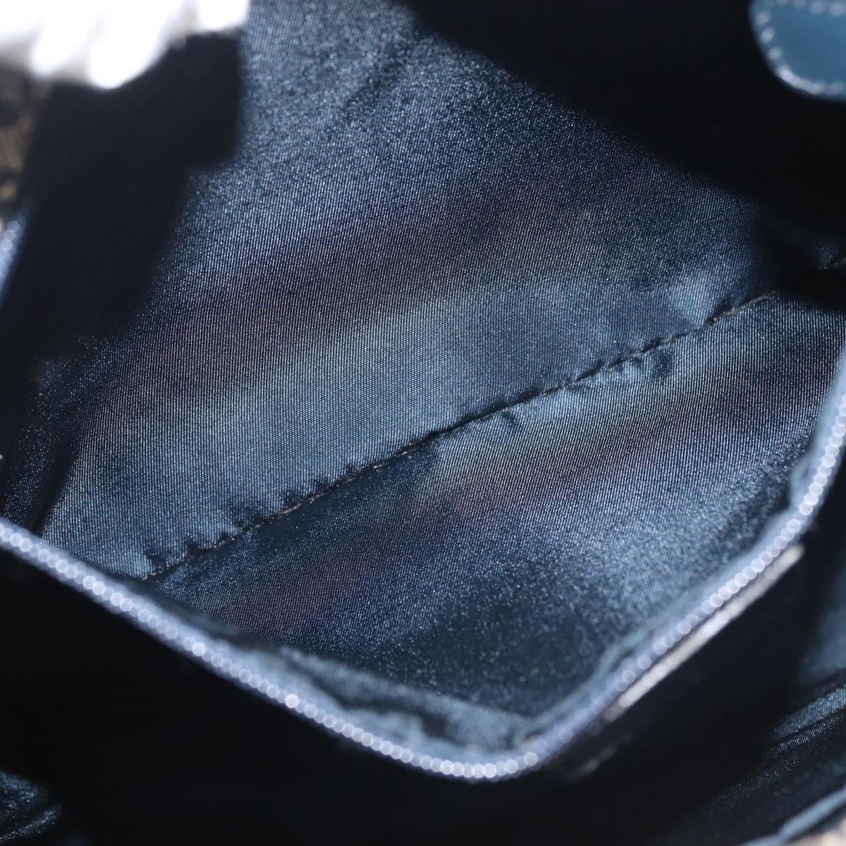 Christian Dior Trotter Canvas Clutch Bag Navy Gold Auth 145259