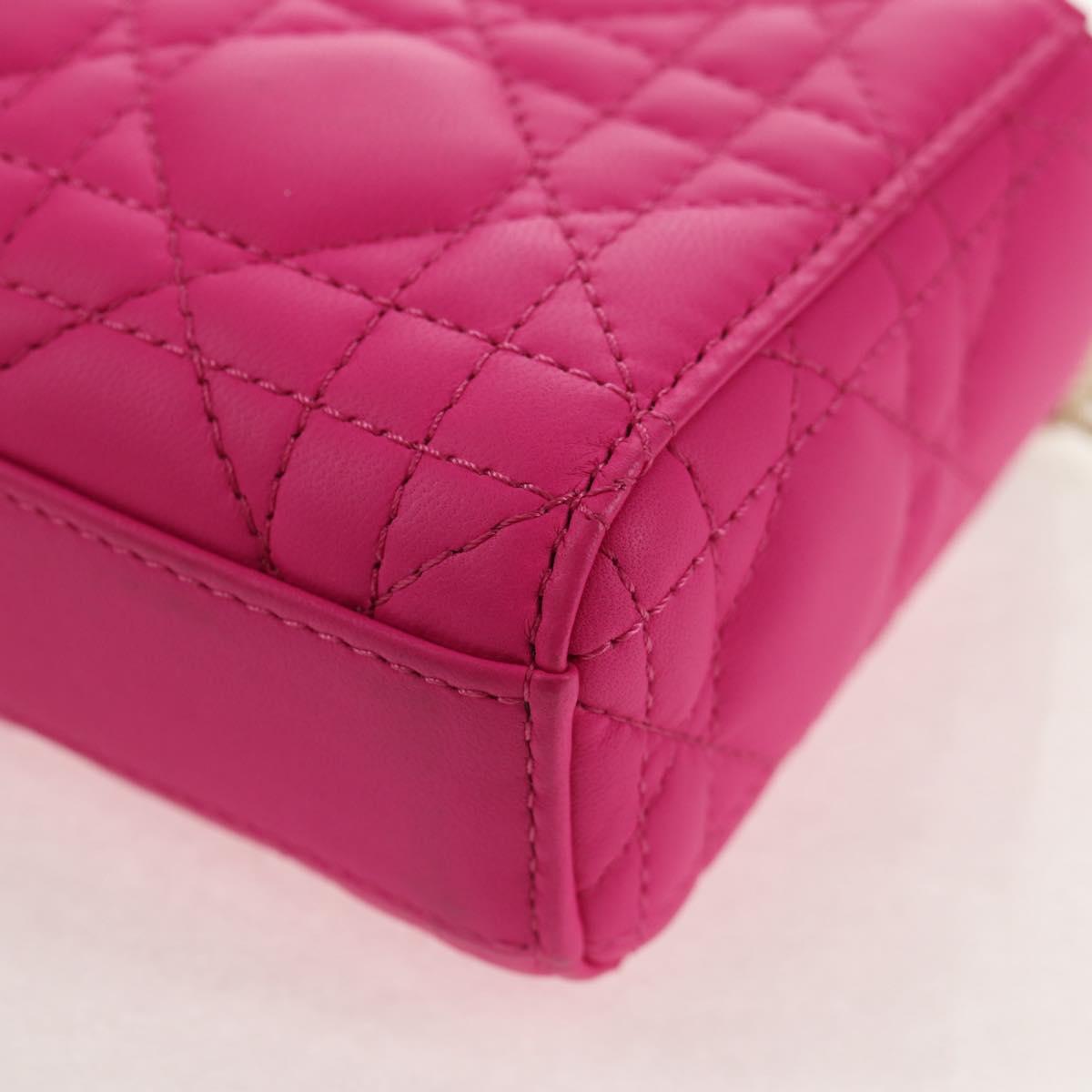 Christian Dior Cannage Lady D Joy Micro Bag Lamb Skin 2way Pink Auth 145262SM