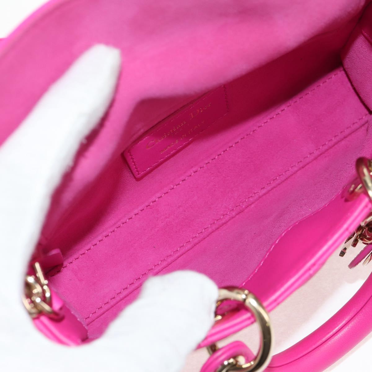 Christian Dior Cannage Lady D Joy Micro Bag Lamb Skin 2way Pink Auth 145262SM