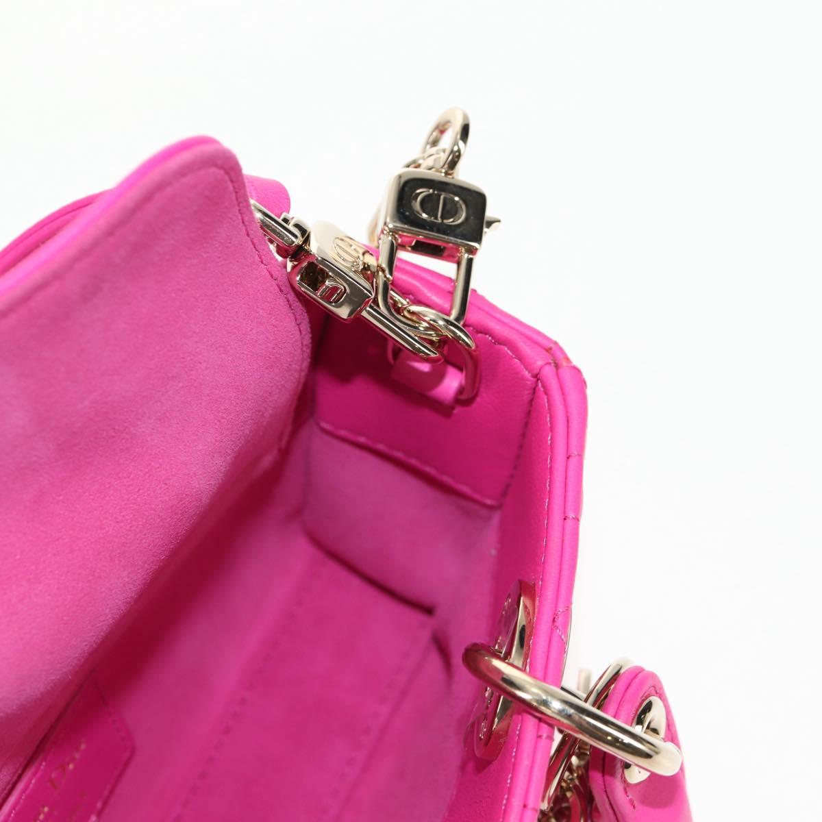 Christian Dior Cannage Lady D Joy Micro Bag Lamb Skin 2way Pink Auth 145262SM