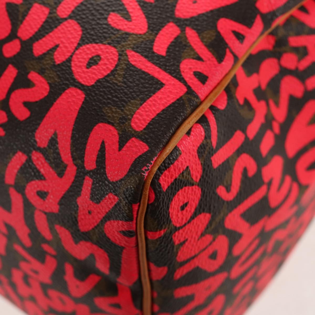 LOUIS VUITTON Monogram Graffiti Speedy 30 Hand Bag Pink M93704 LV Auth 145265A