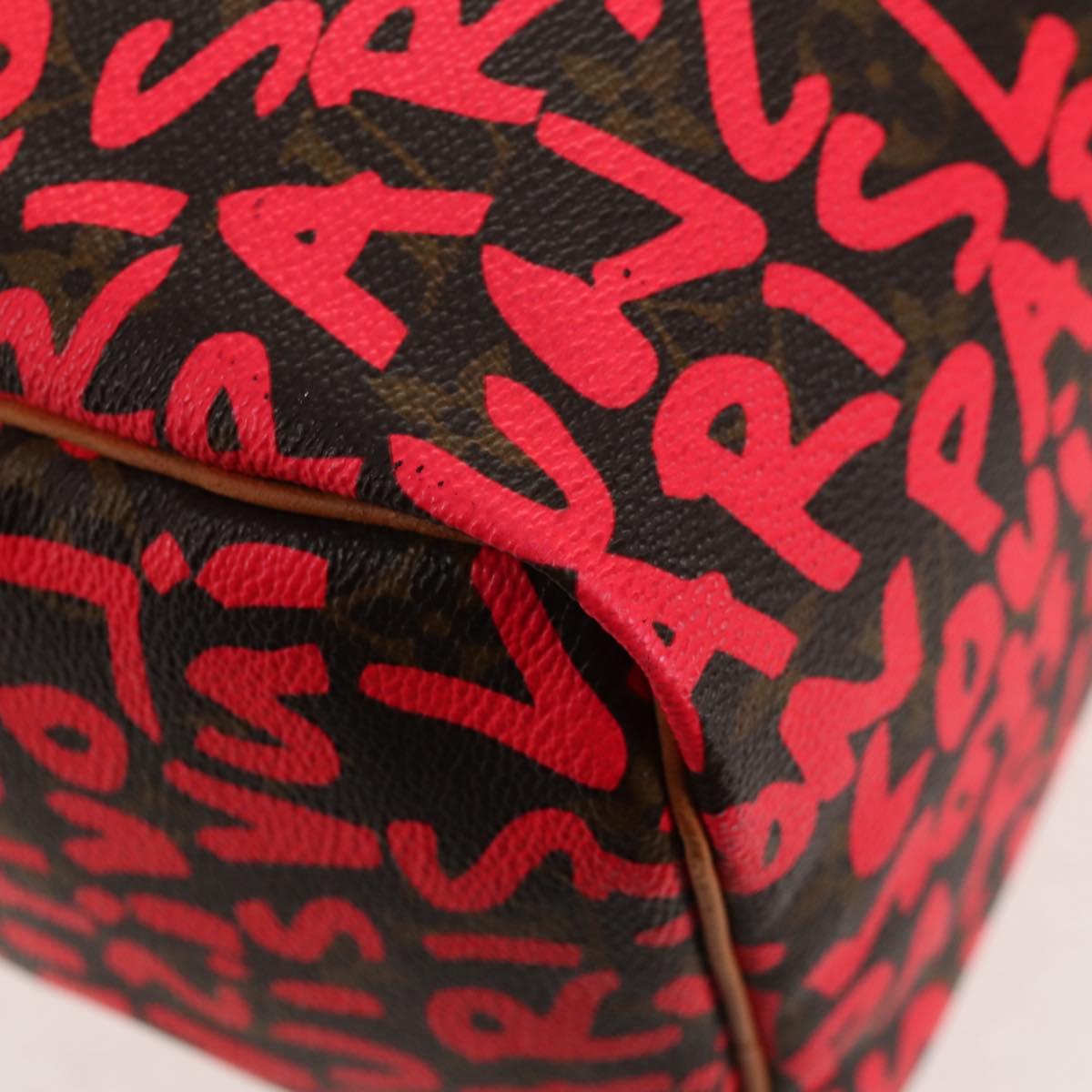 LOUIS VUITTON Monogram Graffiti Speedy 30 Hand Bag Pink M93704 LV Auth 145265A