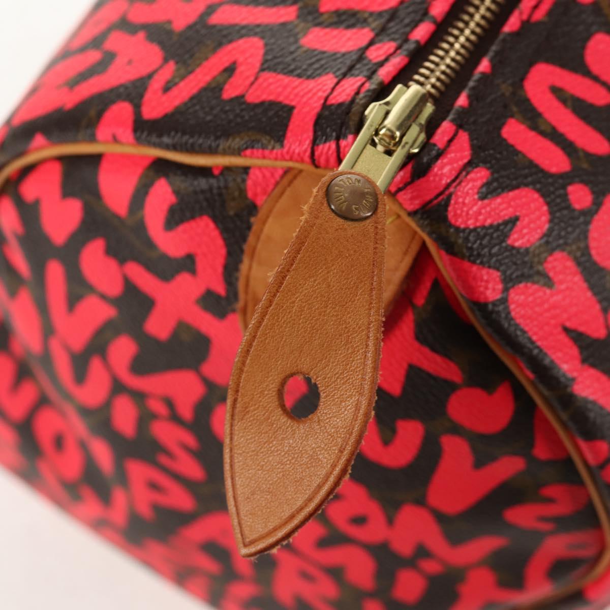 LOUIS VUITTON Monogram Graffiti Speedy 30 Hand Bag Pink M93704 LV Auth 145265A