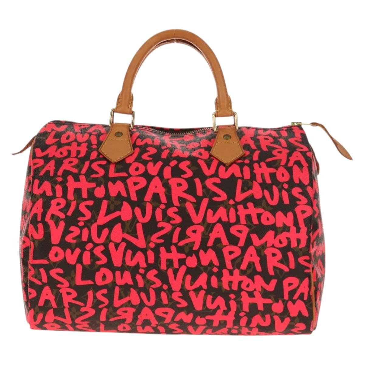 LOUIS VUITTON Monogram Graffiti Speedy 30 Hand Bag Pink M93704 LV Auth 145265A