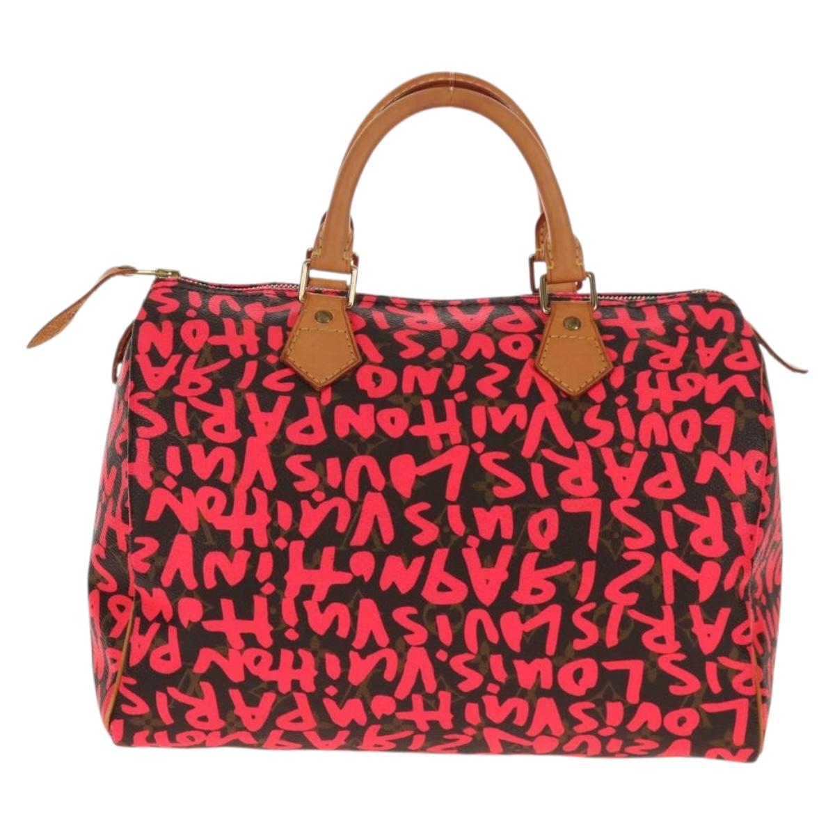 LOUIS VUITTON Monogram Graffiti Speedy 30 Hand Bag Pink M93704 LV Auth 145265A