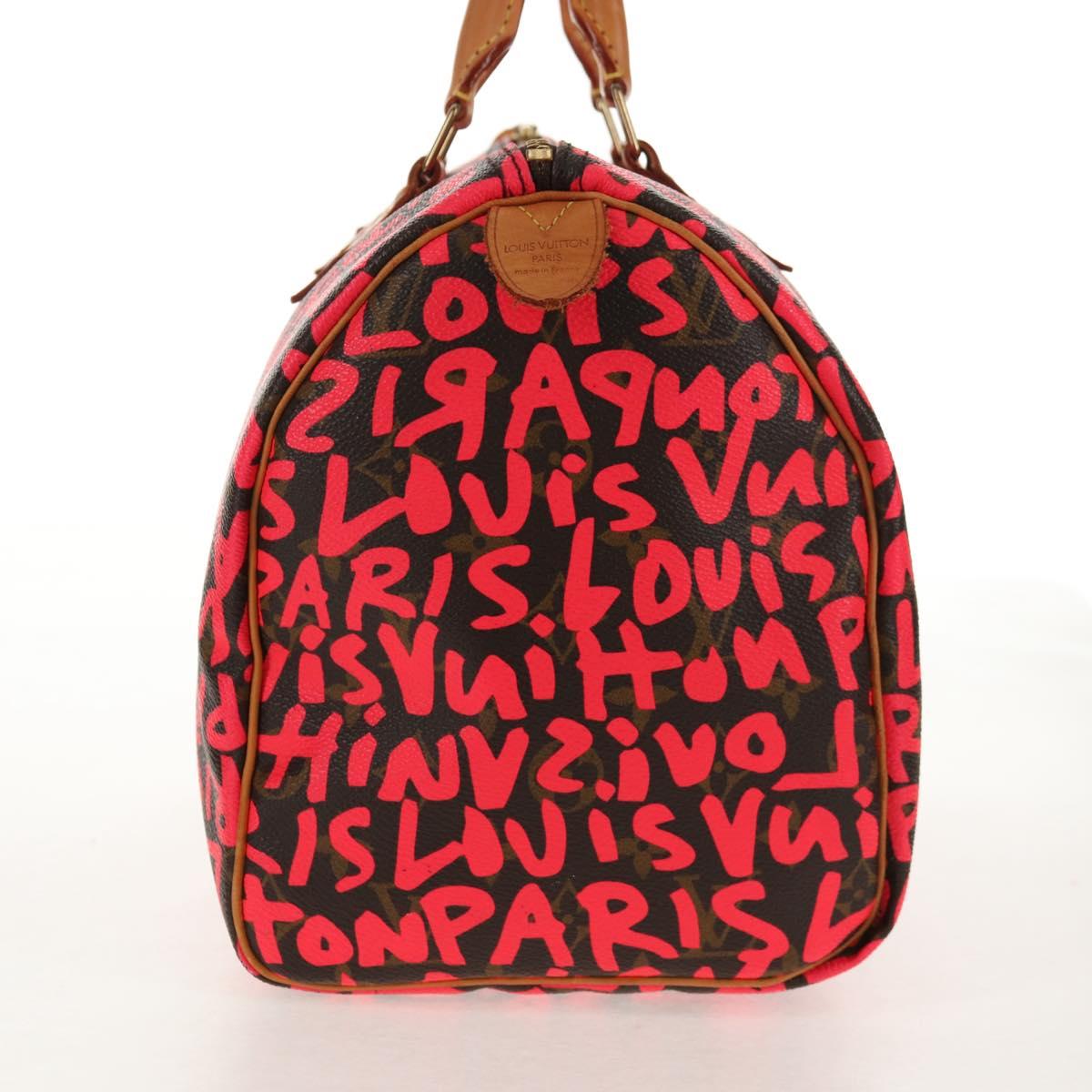 LOUIS VUITTON Monogram Graffiti Speedy 30 Hand Bag Pink M93704 LV Auth 145265A