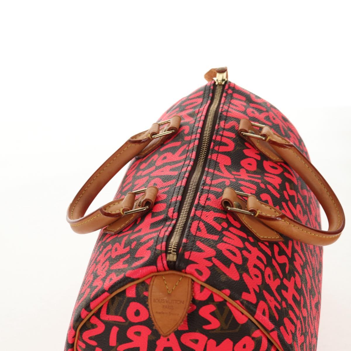 LOUIS VUITTON Monogram Graffiti Speedy 30 Hand Bag Pink M93704 LV Auth 145265A