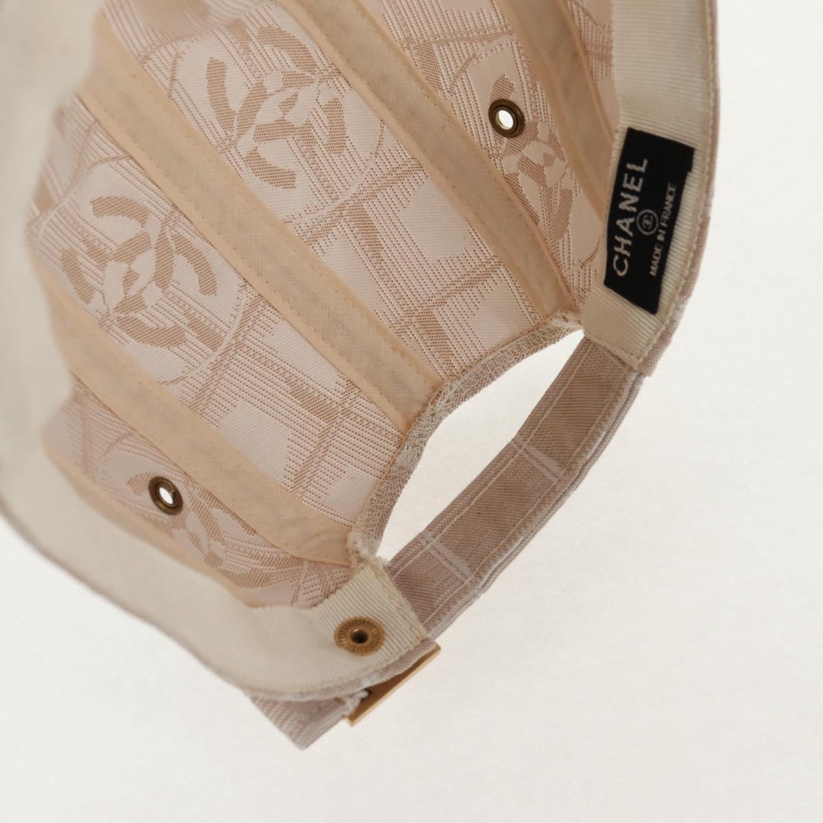 CHANEL New Travel line Cap Nylon M Beige CC Auth 145268V