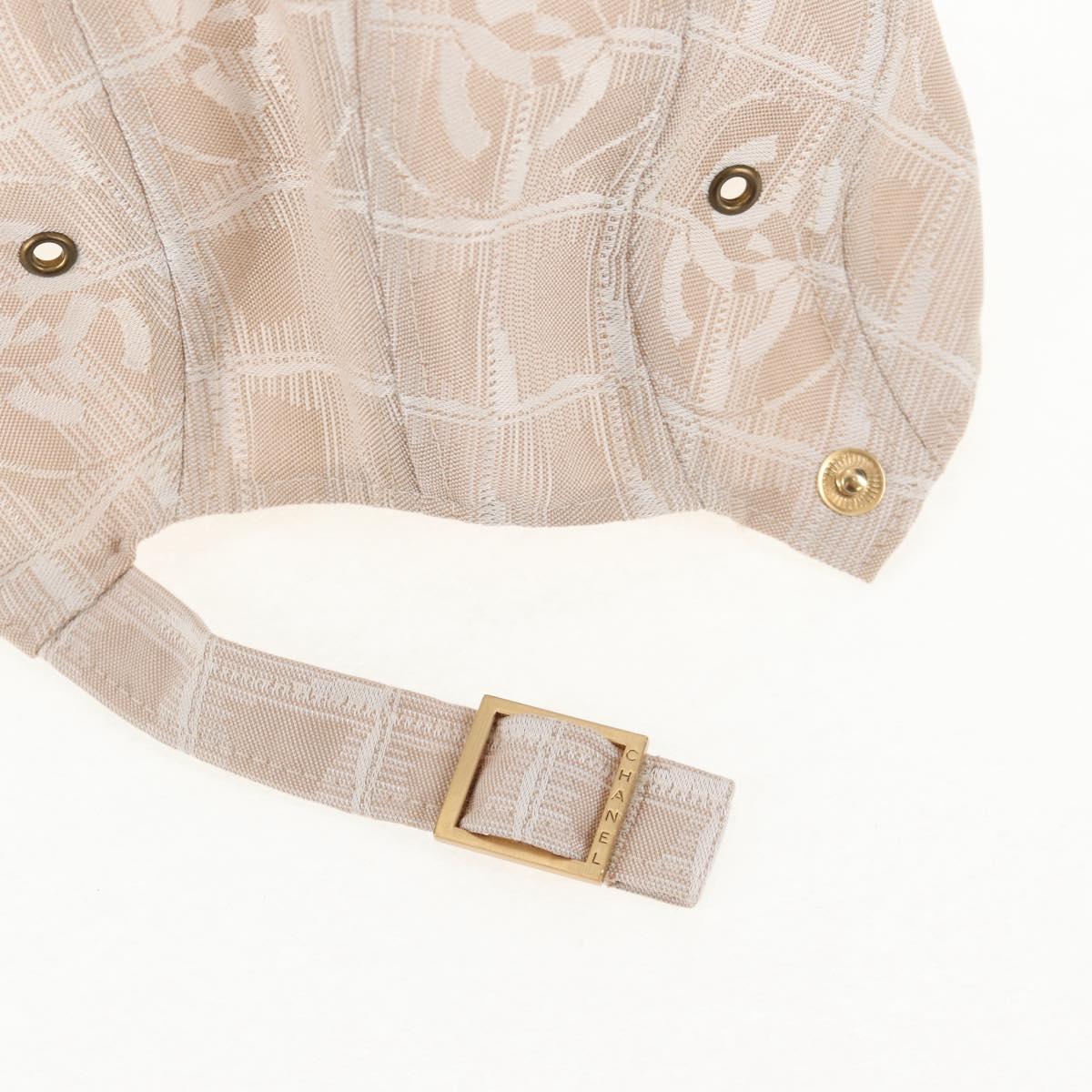 CHANEL New Travel line Cap Nylon M Beige CC Auth 145268V