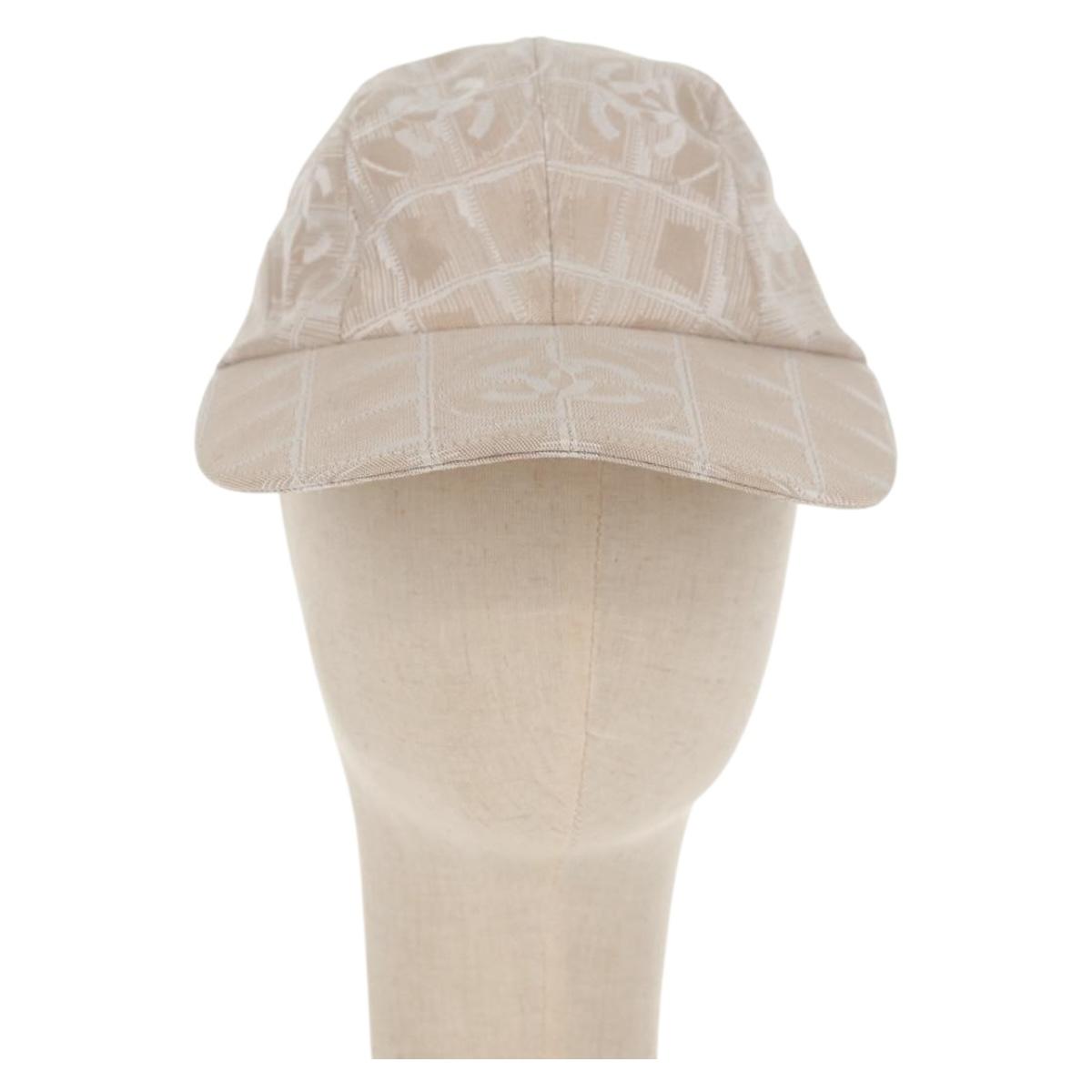 CHANEL New Travel line Cap Nylon M Beige CC Auth 145268V