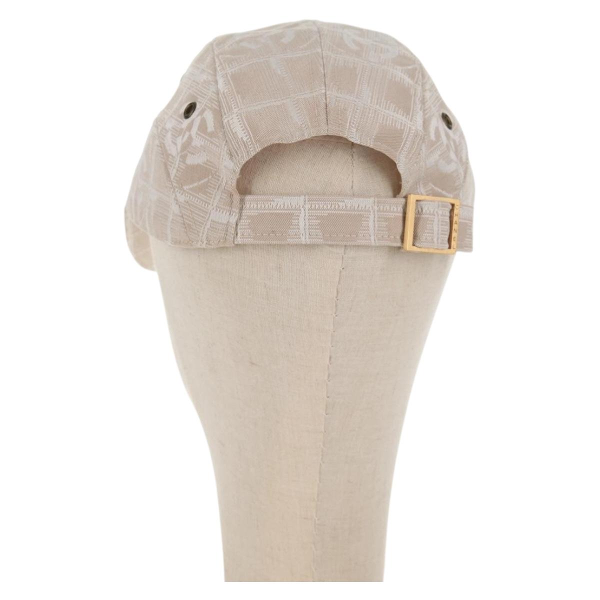 CHANEL New Travel line Cap Nylon M Beige CC Auth 145268V