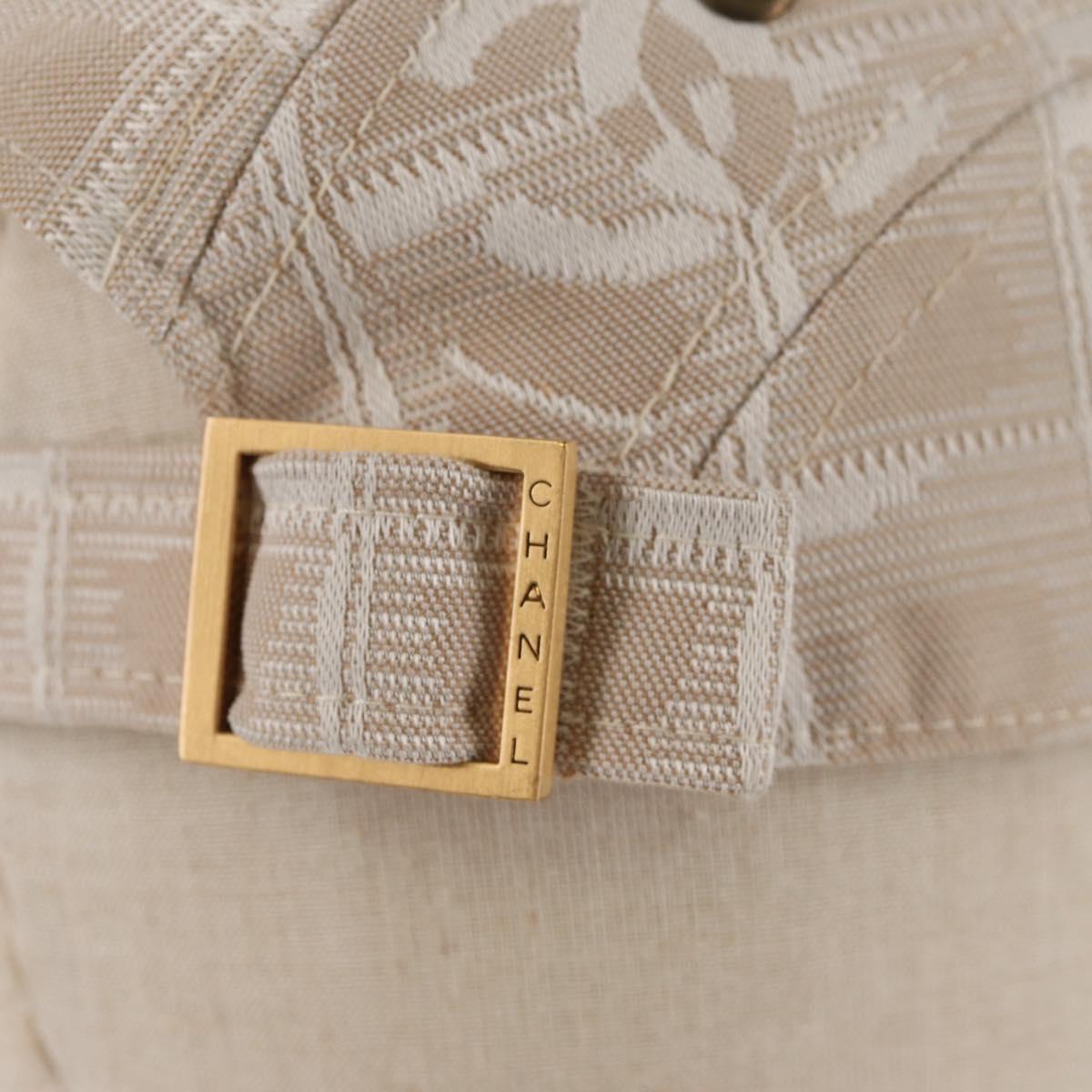 CHANEL New Travel line Cap Nylon M Beige CC Auth 145268V